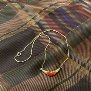 Vintage Gold Tone Red Heart Necklace